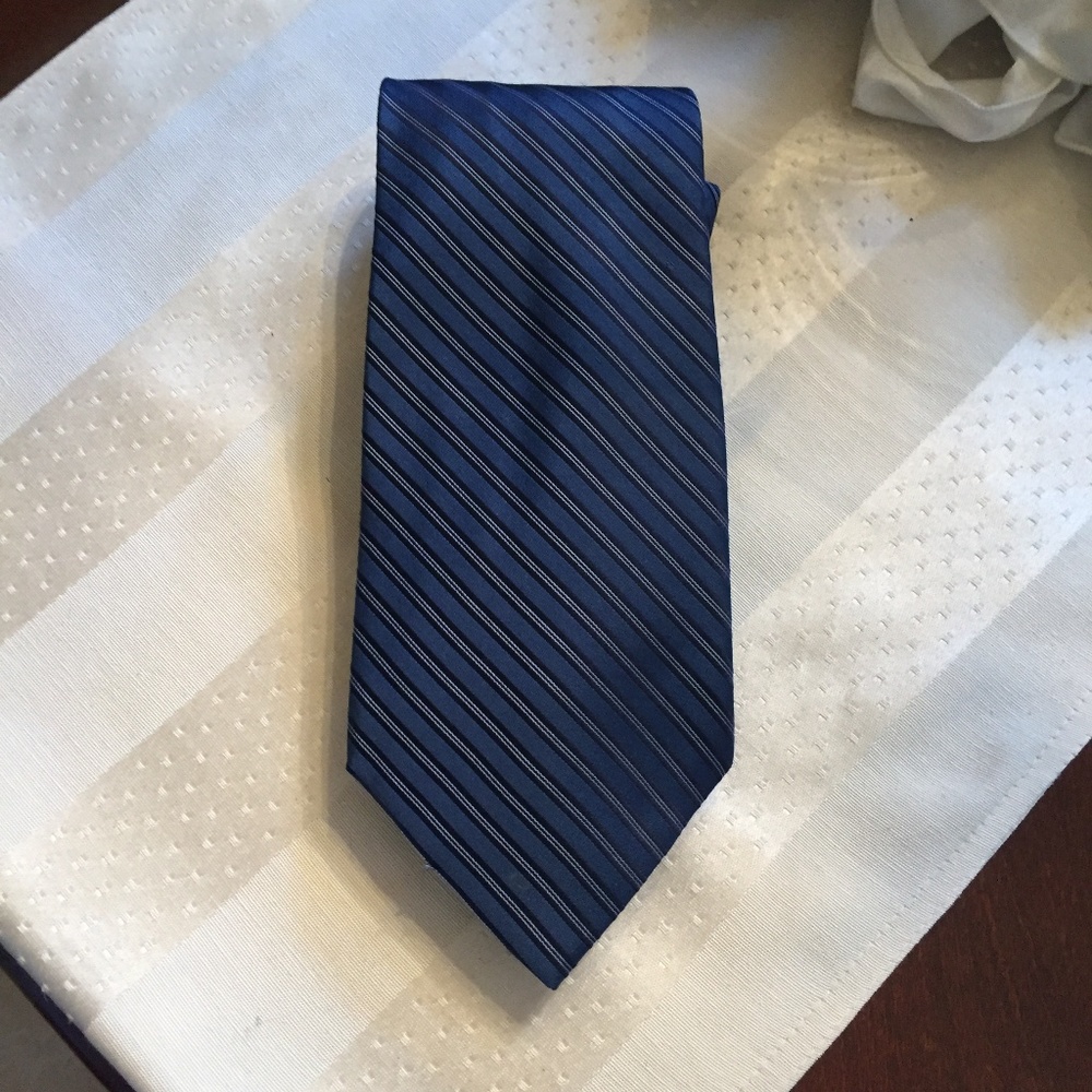 J. Ferrar Men Multi Blue Striped 100% Silk Tie